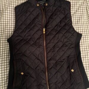 Black Quilted Vest with Gold Accents